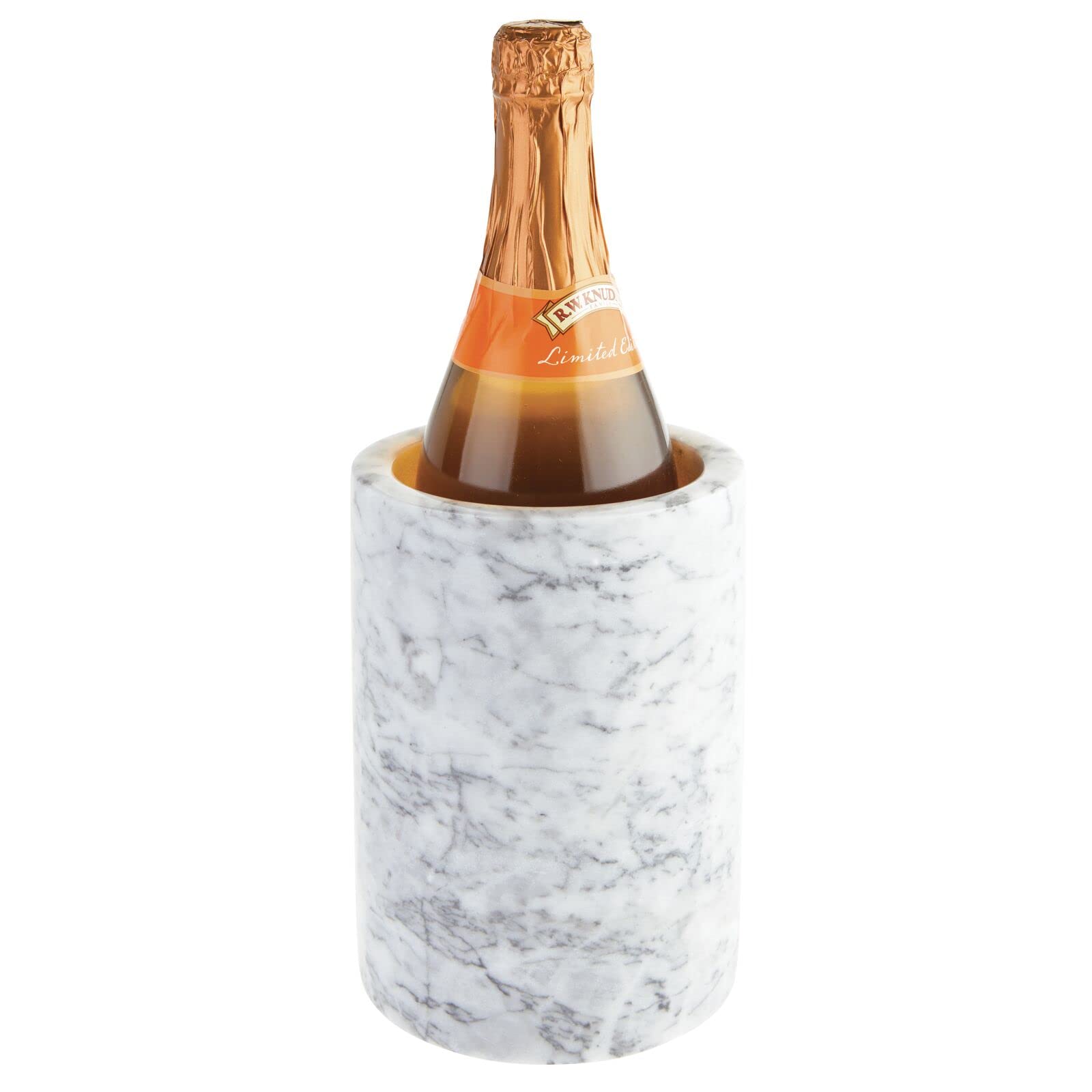 mdesign cubitera vino marmol blanco mantiene la botella fría en la mesa.