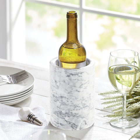 mdesign cubitera vino y champán marmol blanco mantiene bebidas frías.