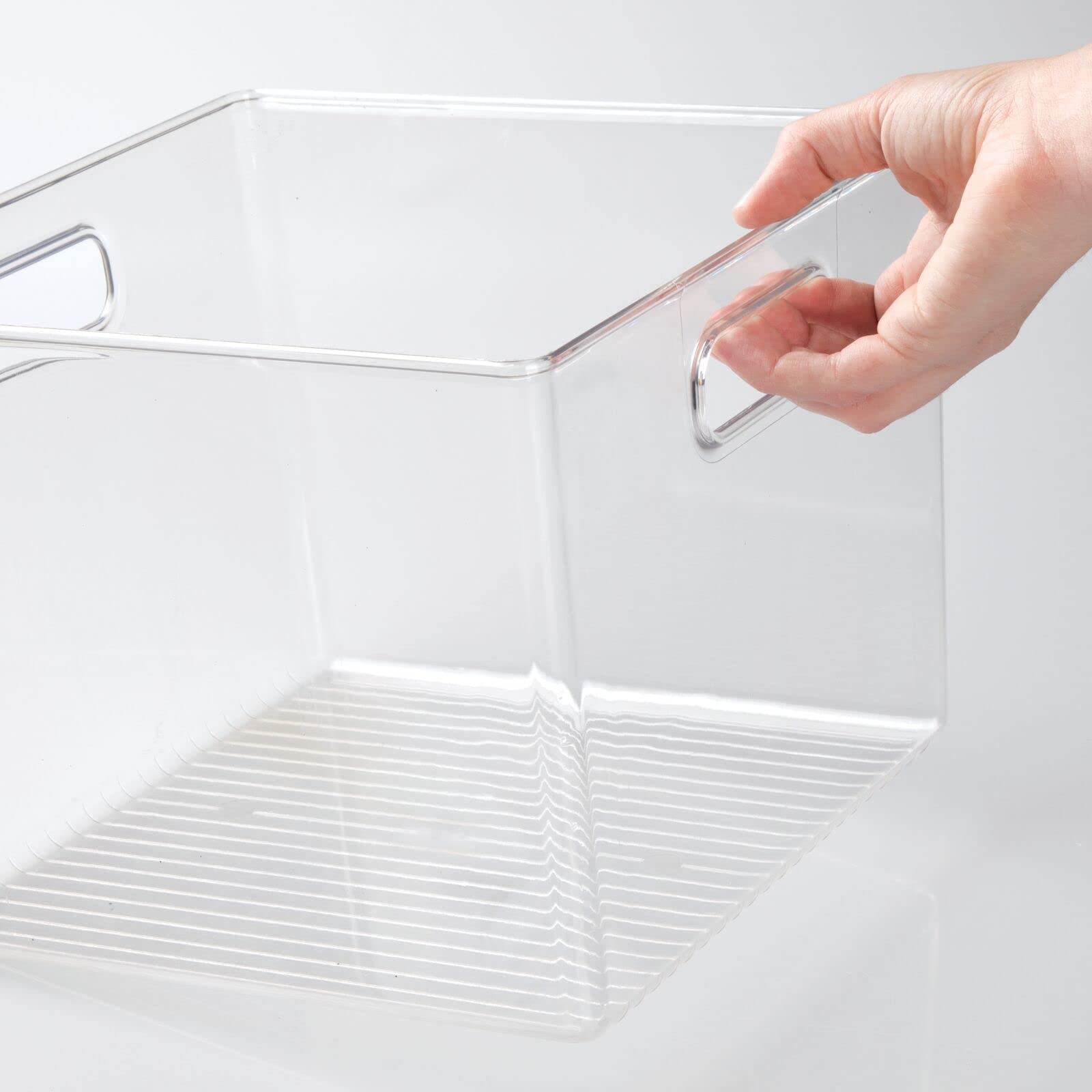 mdesign organizador-bandejas plástico con asas claro 4-pack archivo-escritorio mantiene objetos al alcance