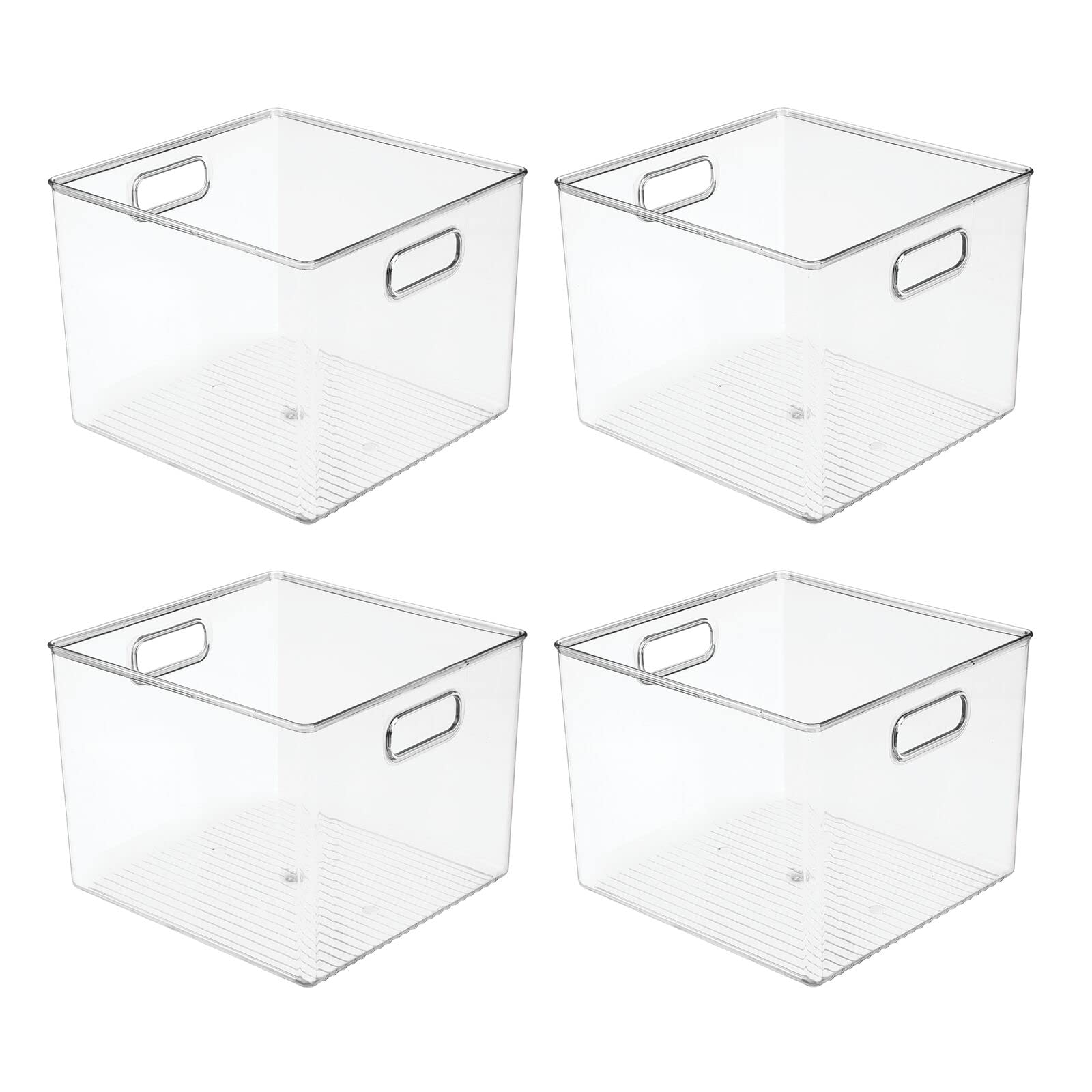 mdesign organizador-bandejas plástico con asas claro 4-pack ordenacion-armario ideal para closet y cajones