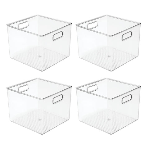 mdesign organizador-bandejas plástico con asas claro 4-pack ordenacion-armario ideal para closet y cajones