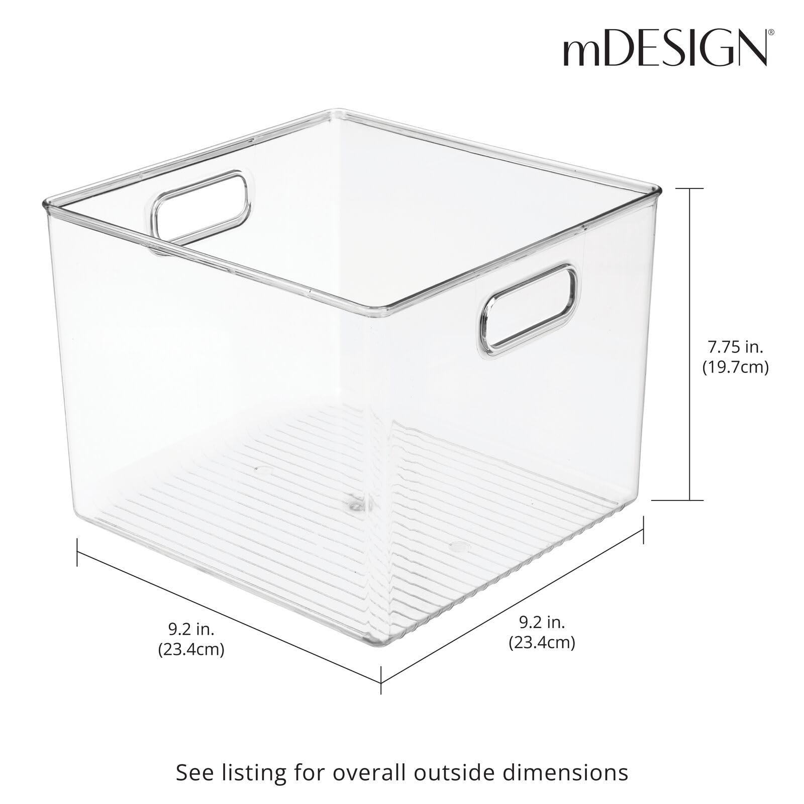 mdesign organizador-bandejas plástico con asas claro 4-pack uso-despensa para ordenar la despensa