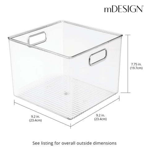 mdesign organizador-bandejas plástico con asas claro 4-pack uso-despensa para ordenar la despensa