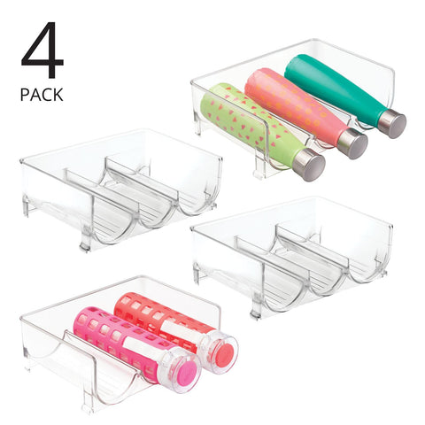 Organizador de bebidas mDesign compacto y transparente para ahorrar espacio.