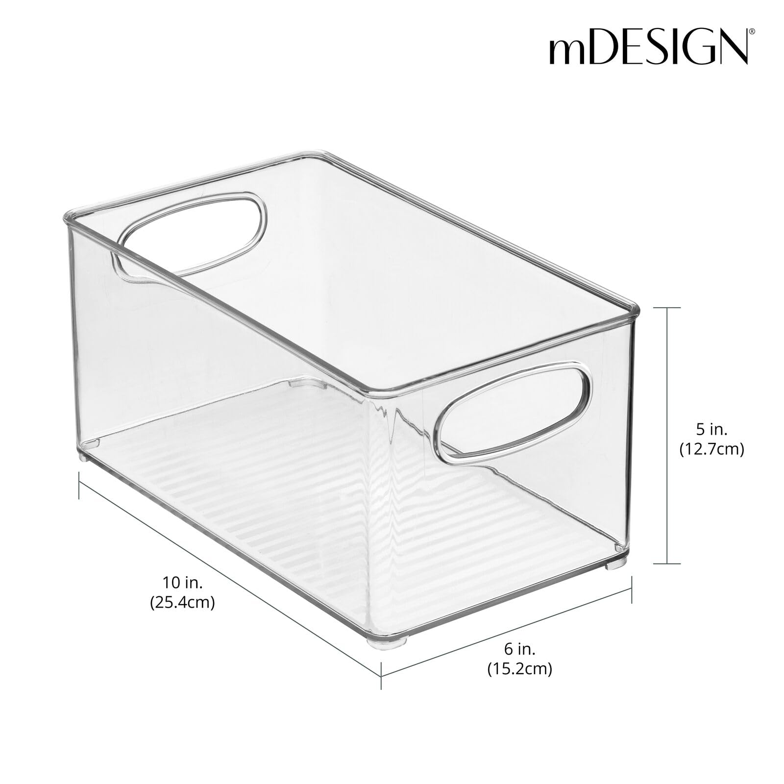 Organizador mDesign con asas, fácil transporte entre estantes y mostradores.
