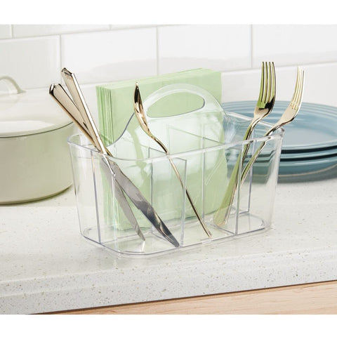 Organizador de cubiertos dividido mDesign Lumiere, mantiene cubiertos y utensilios separados.