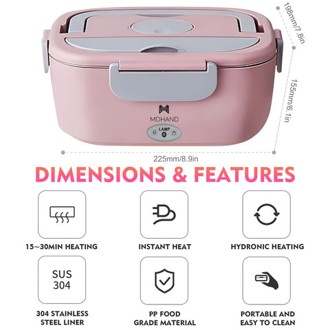 MDHAND caja de almuerzo 1,5 L con compartimentos para porciones