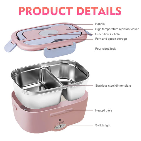 MDHAND caja de almuerzo con bandeja extraíble para limpieza fácil