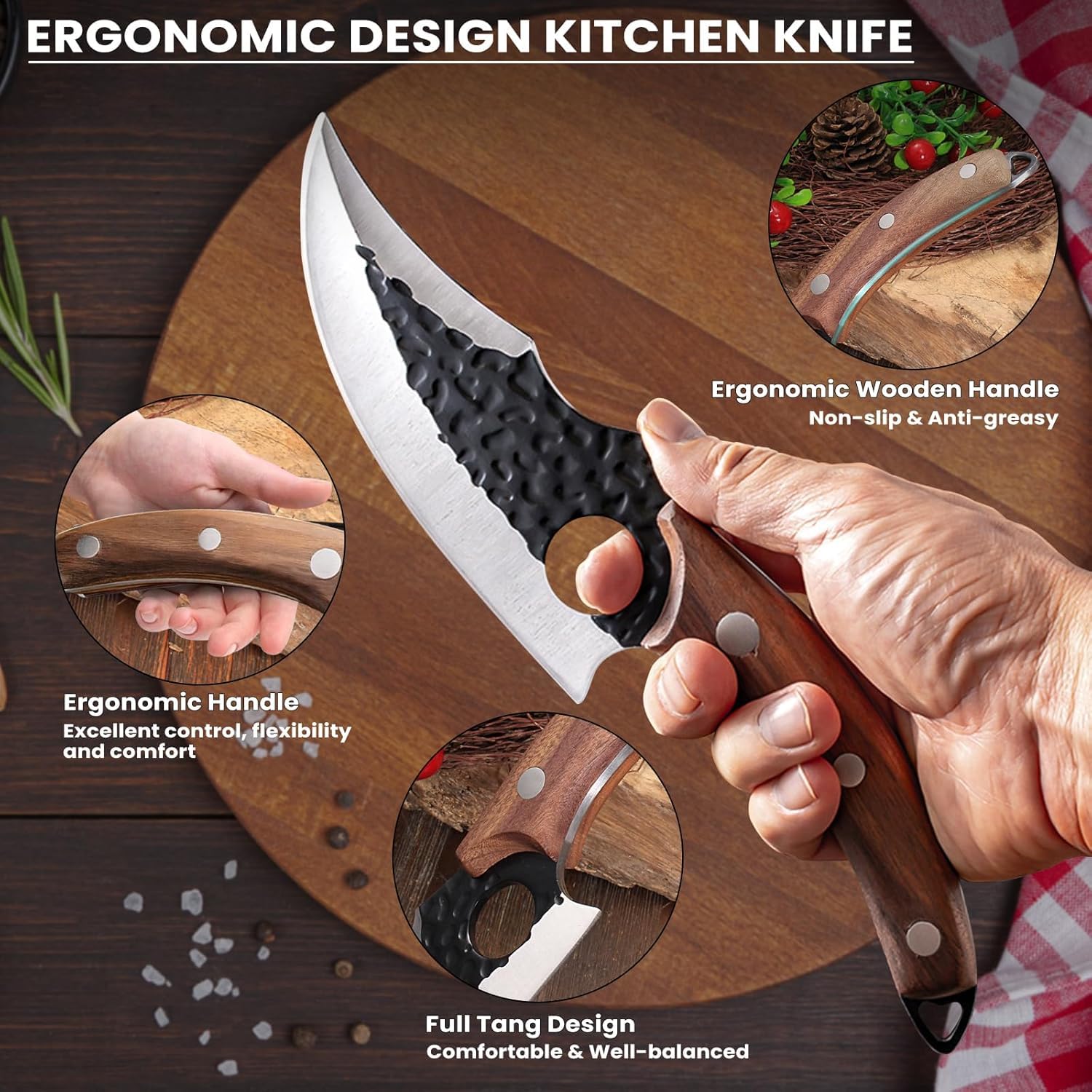 MDHAND funda de cuero incluida para transporte seguro del cuchillo.