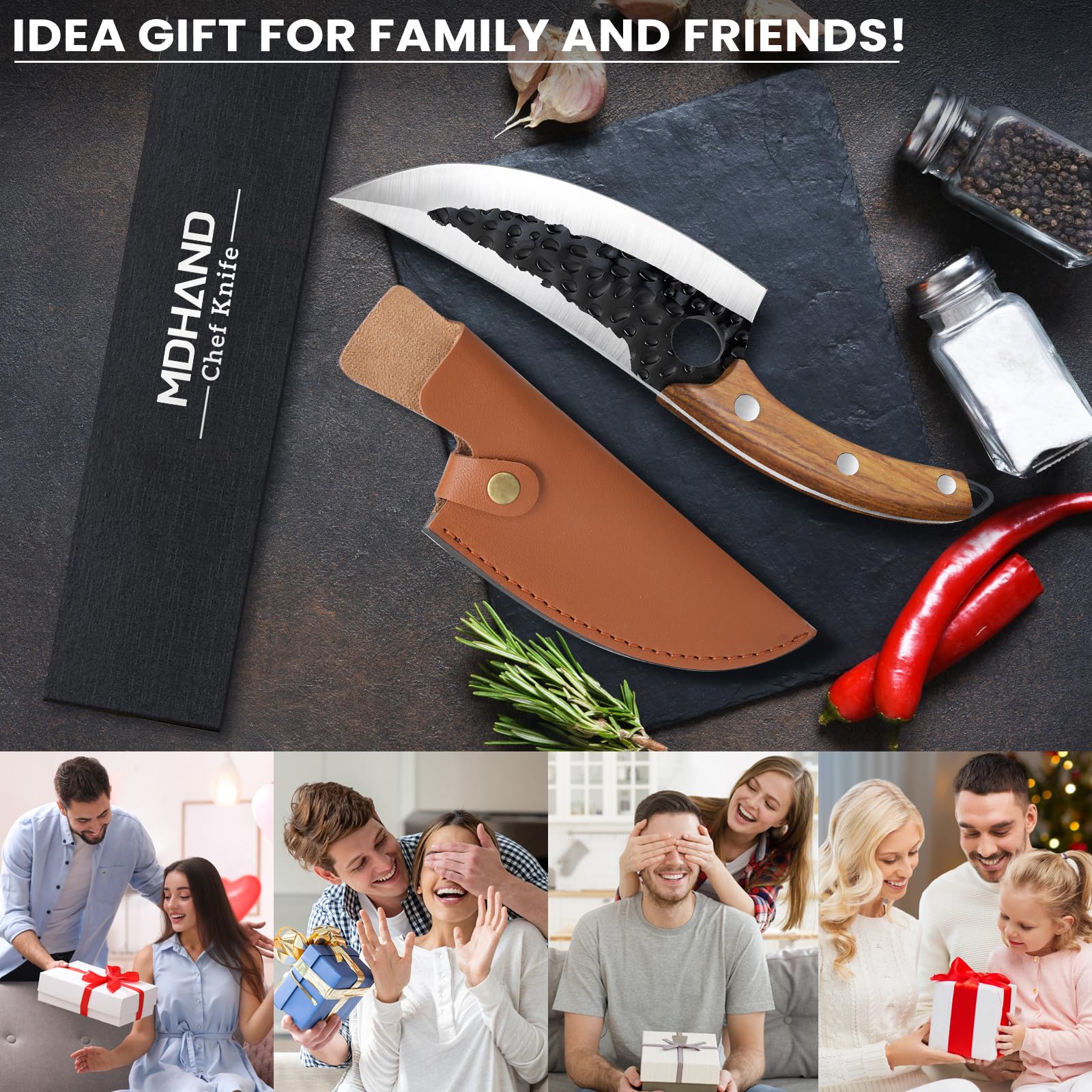 Cuchillo MDHAND para uso exterior en camping o campo.