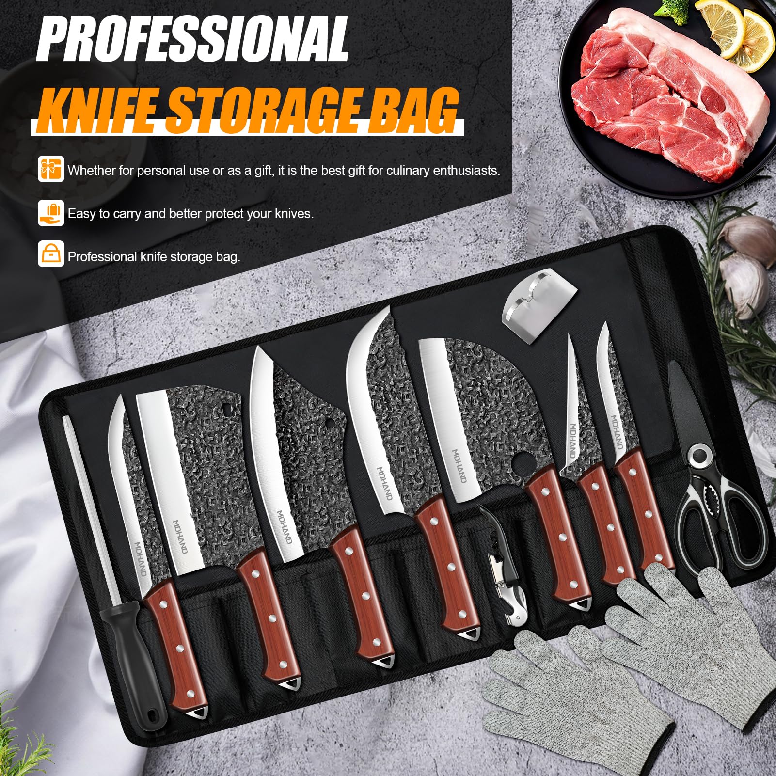 MDHAND cuchillo desollar para pieles con control