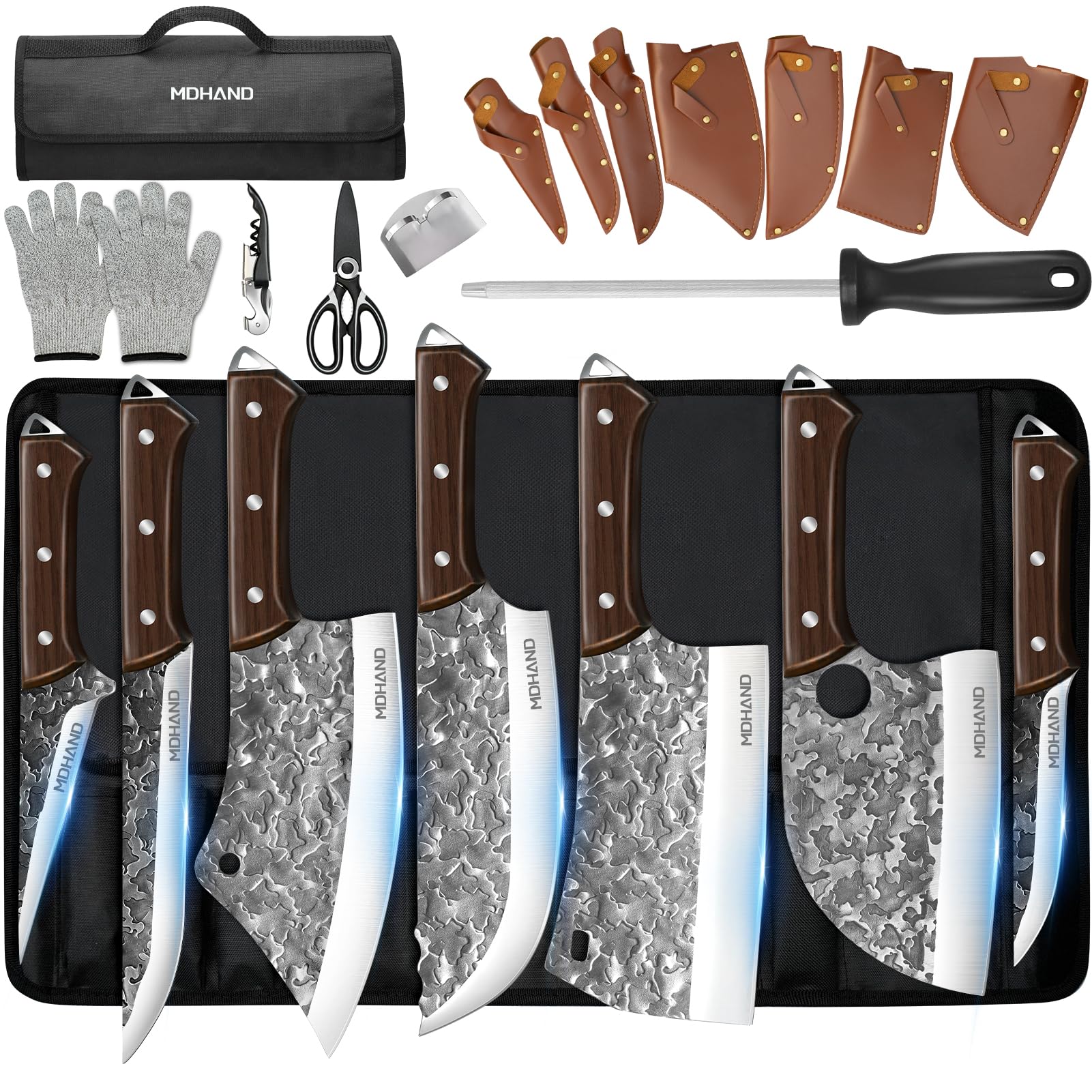 MDHAND conjunto de cuchillos profesionales con funda enrollable para transporte seguro