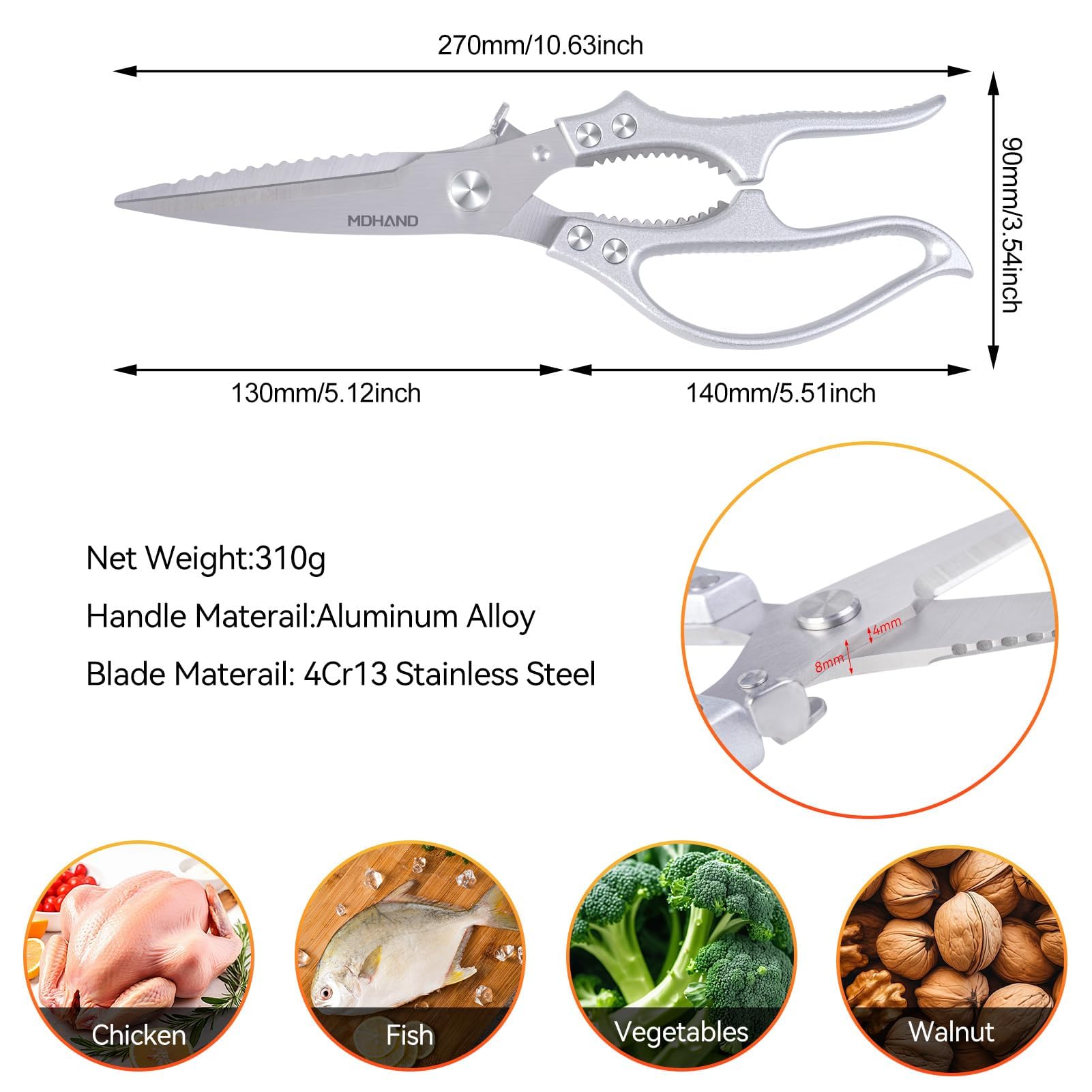 Tijeras MDHAND ideales para cortar pescado y mariscos con facilidad