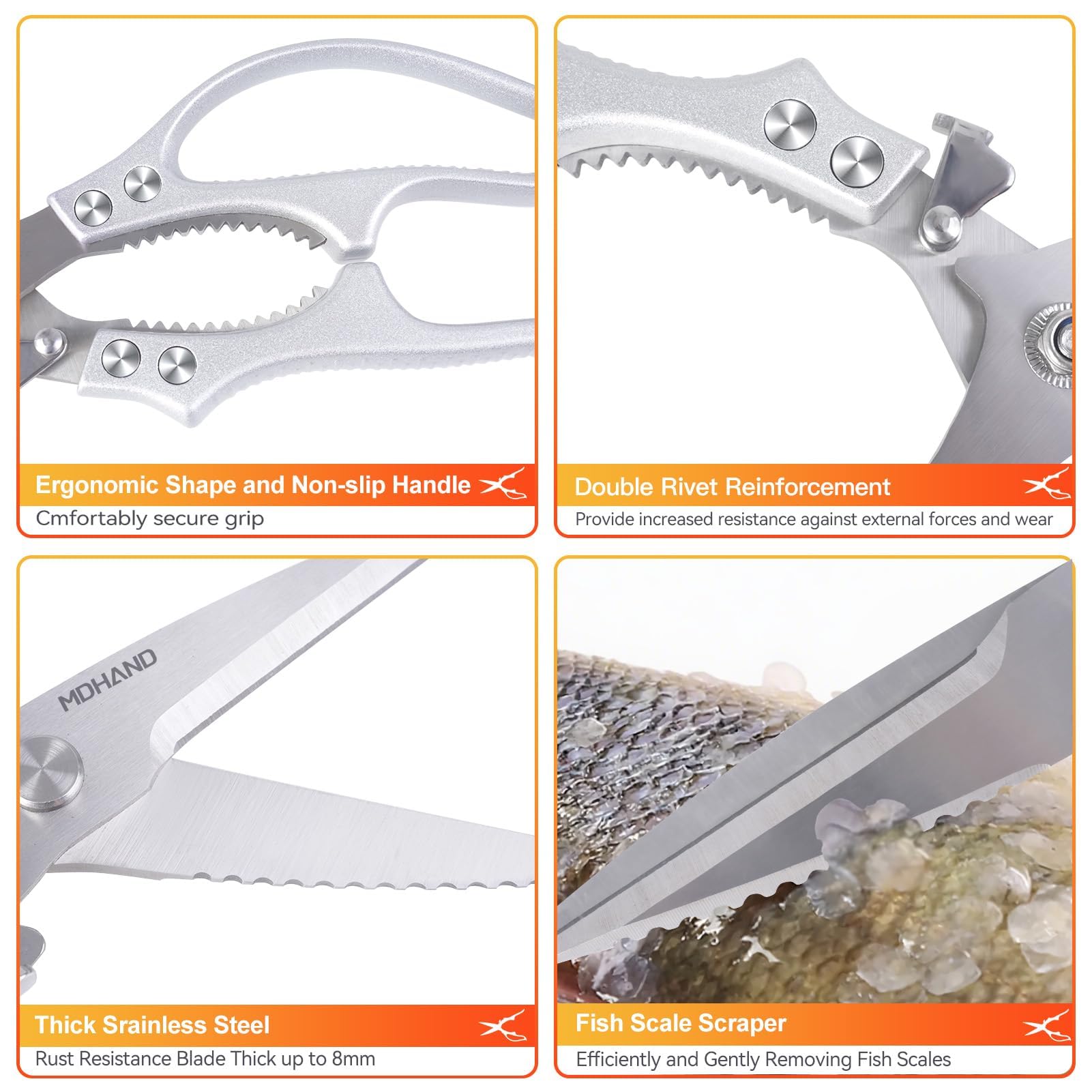 Tijeras MDHAND con dientes para raspar escamas de pescado sin esfuerzo