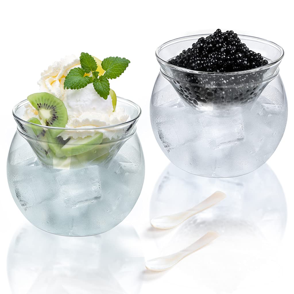 MDLUU caviar chiller con cono mantiene frío el caviar, ideal para presentaciones.