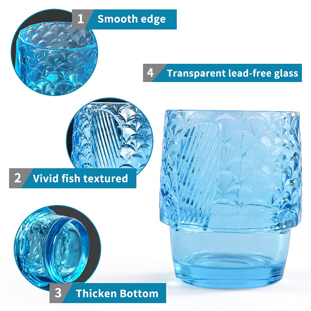 Vasos MDLUU de vidrio azules, diseño náutico para fiestas y cenas