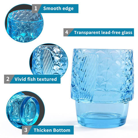 Vasos MDLUU de vidrio azules, diseño náutico para fiestas y cenas