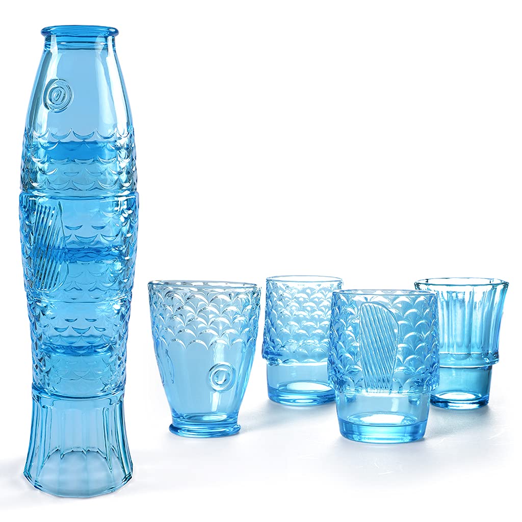 Vaso MDLUU con diseño de pez azul, ideal para bebidas refrescantes en casa