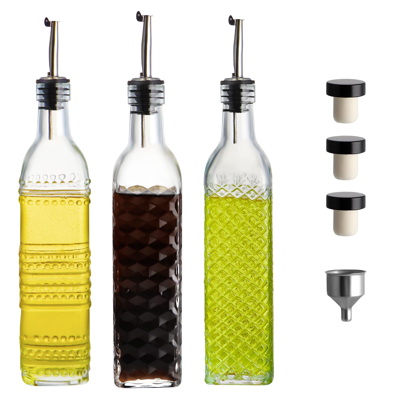 MDLUU: botellas de vidrio de 17 onzas para aceite y vinagre, medición sencilla.