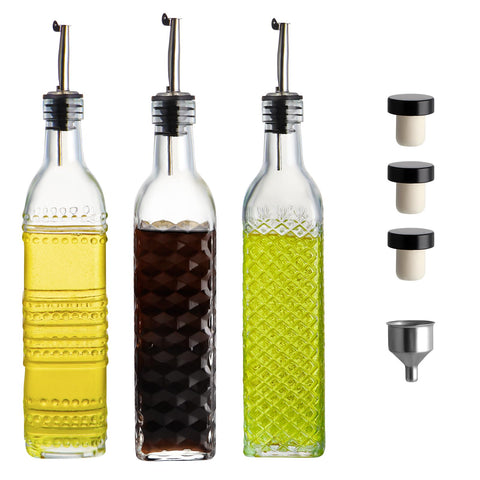 MDLUU: botellas de vidrio de 17 onzas para aceite y vinagre, medición sencilla.