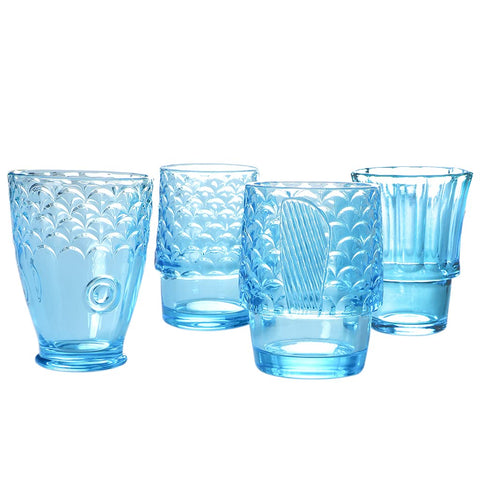 Vaso MDLUU de vidrio con textura de pez, añade estilo a la mesa