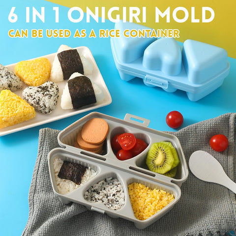 Mdnfdap moldeo onigiri triangular 6-en-1 con antiadherente facilita desmoldeo limpio.