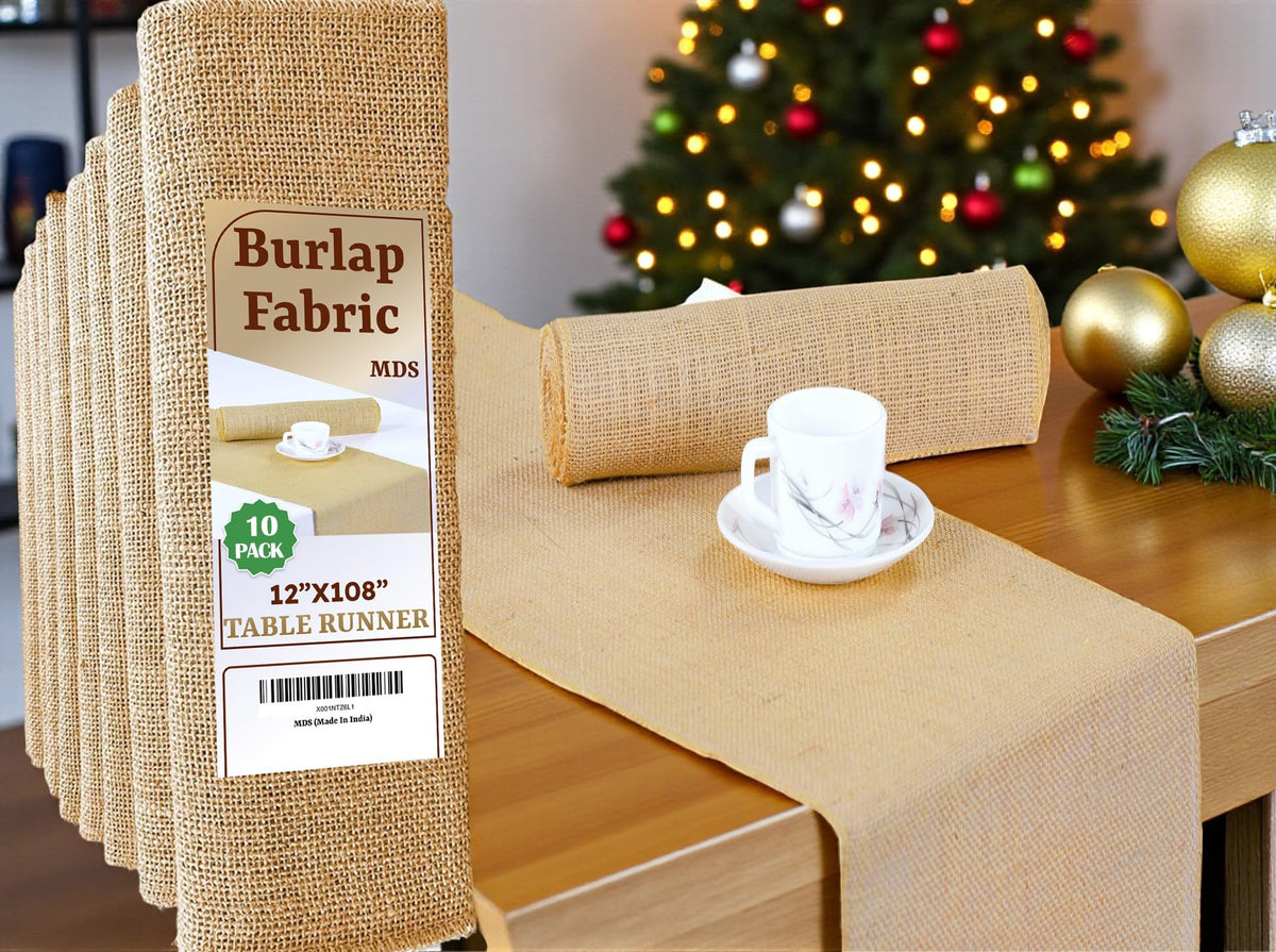 MDS-MEGADECORSUPPLY corredor mesa arpillera natural para bodas rústicas