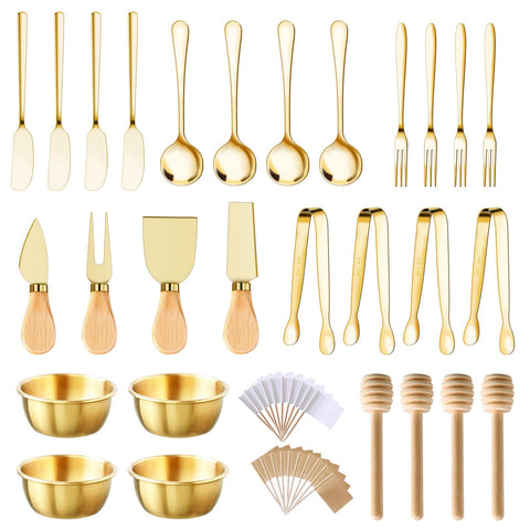 MDSPLPIY set de accesorios para tablas de charcutería doradas en reuniones