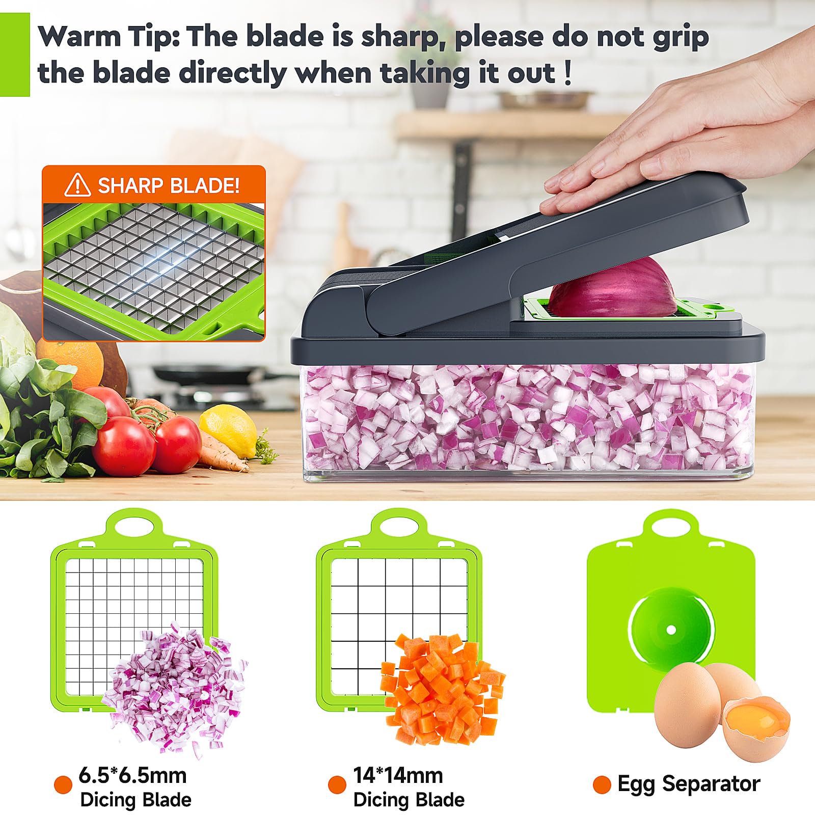MealHelper cuchillas de acero inoxidable, duraderas y fáciles de limpiar.