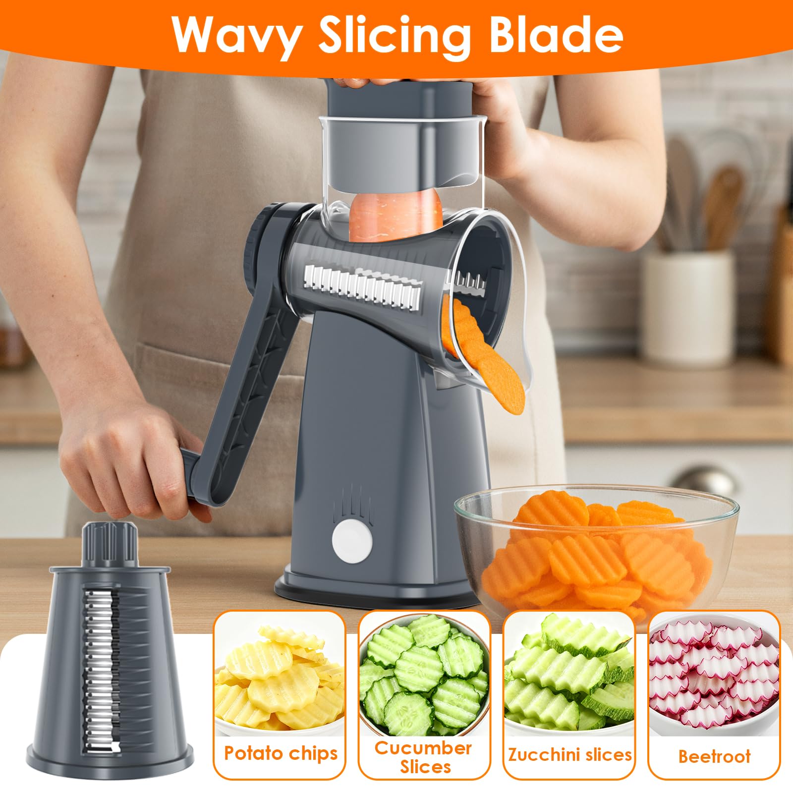 MealHelper tambor transparente de 3.7 pulgadas para rallar rápido
