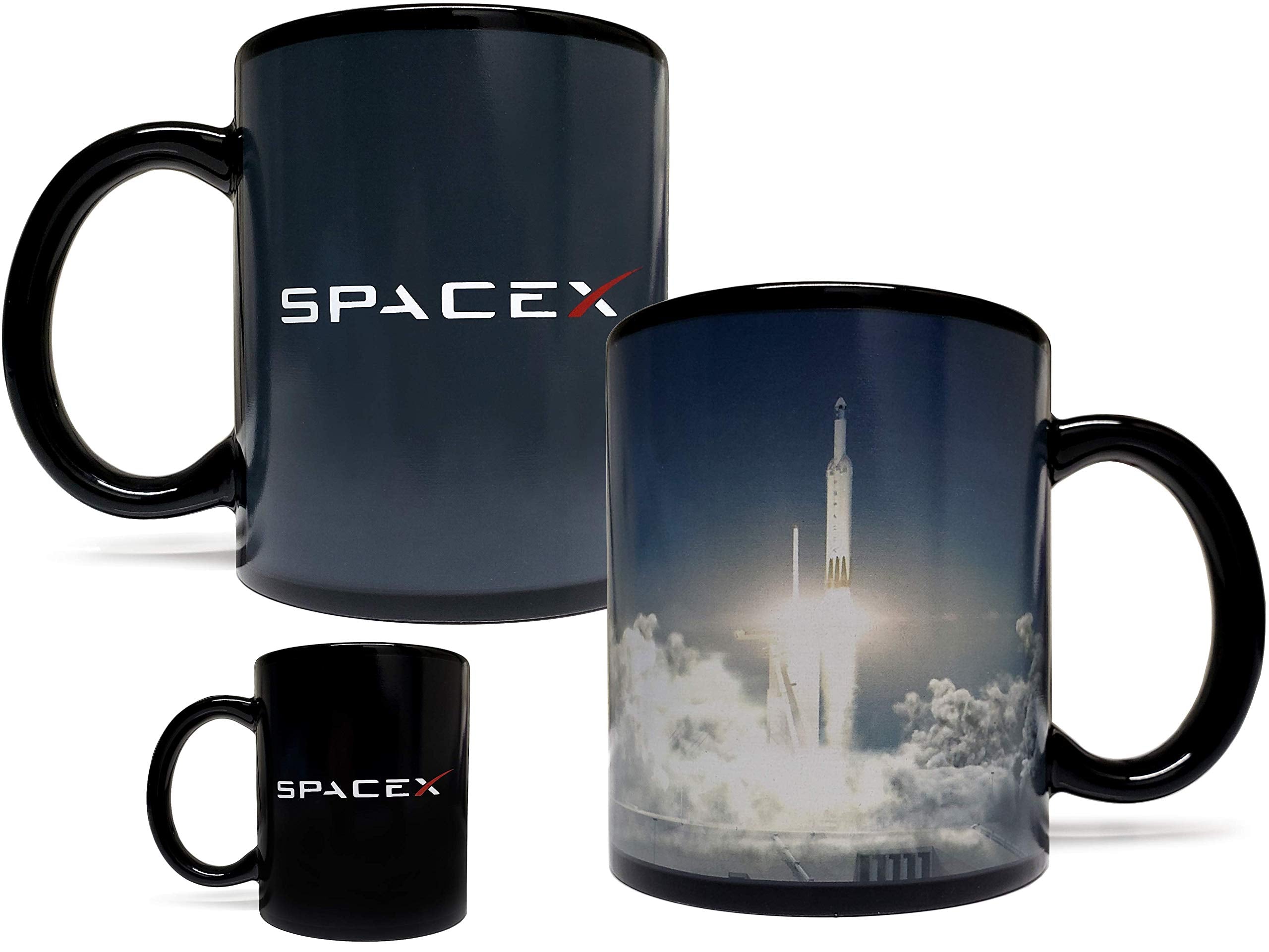 Mean Muggin SpaceX Falcon: taza de lanzamiento que cambia color al calor, ideal para despertar.