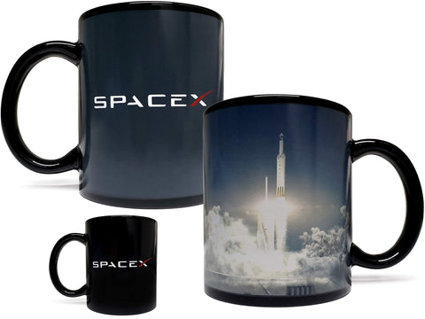 Mean Muggin SpaceX Falcon: taza de lanzamiento que cambia color al calor, ideal para despertar.