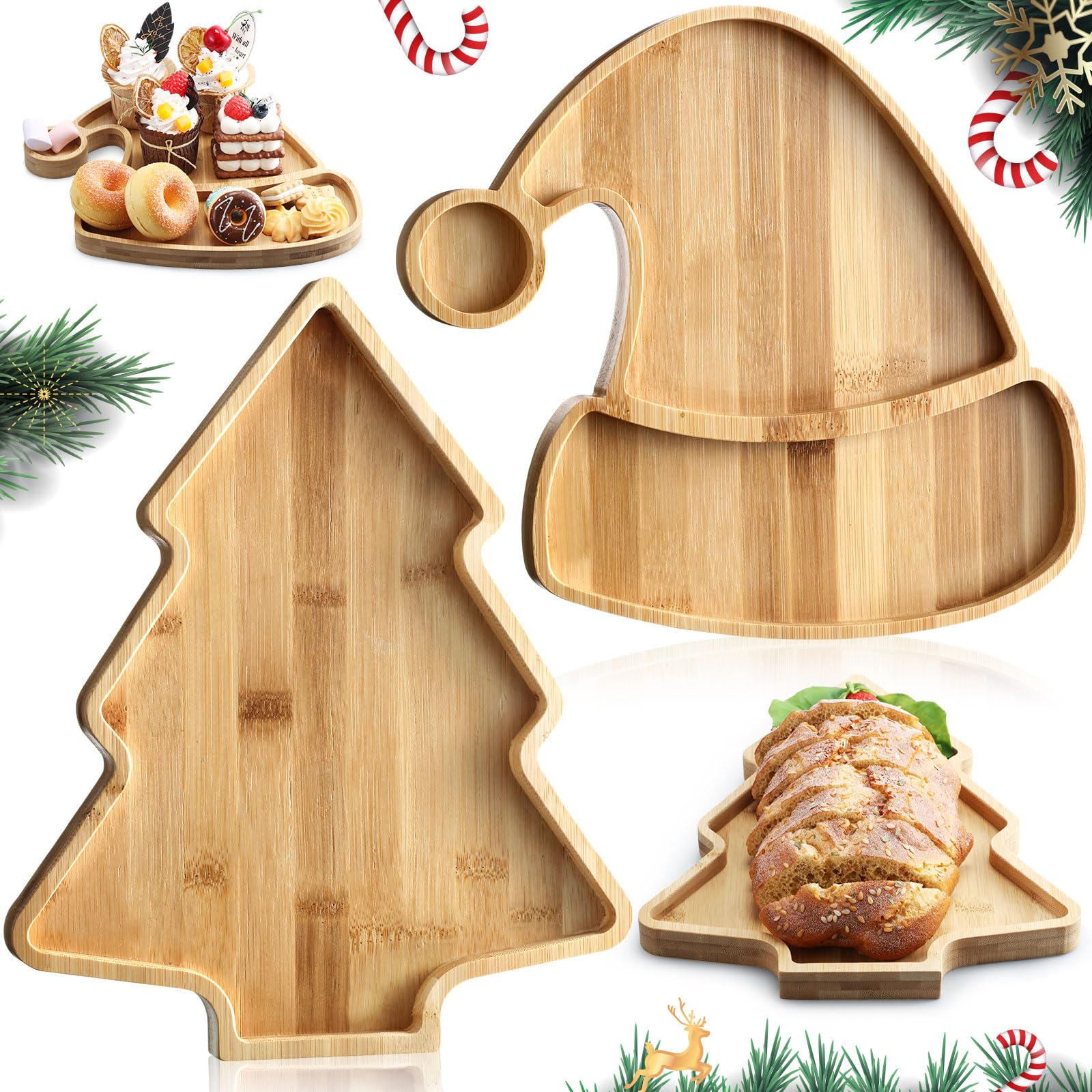 Meanplan bandeja navidad arbol de madera: bandeja decorativa y práctica para aperitivos.