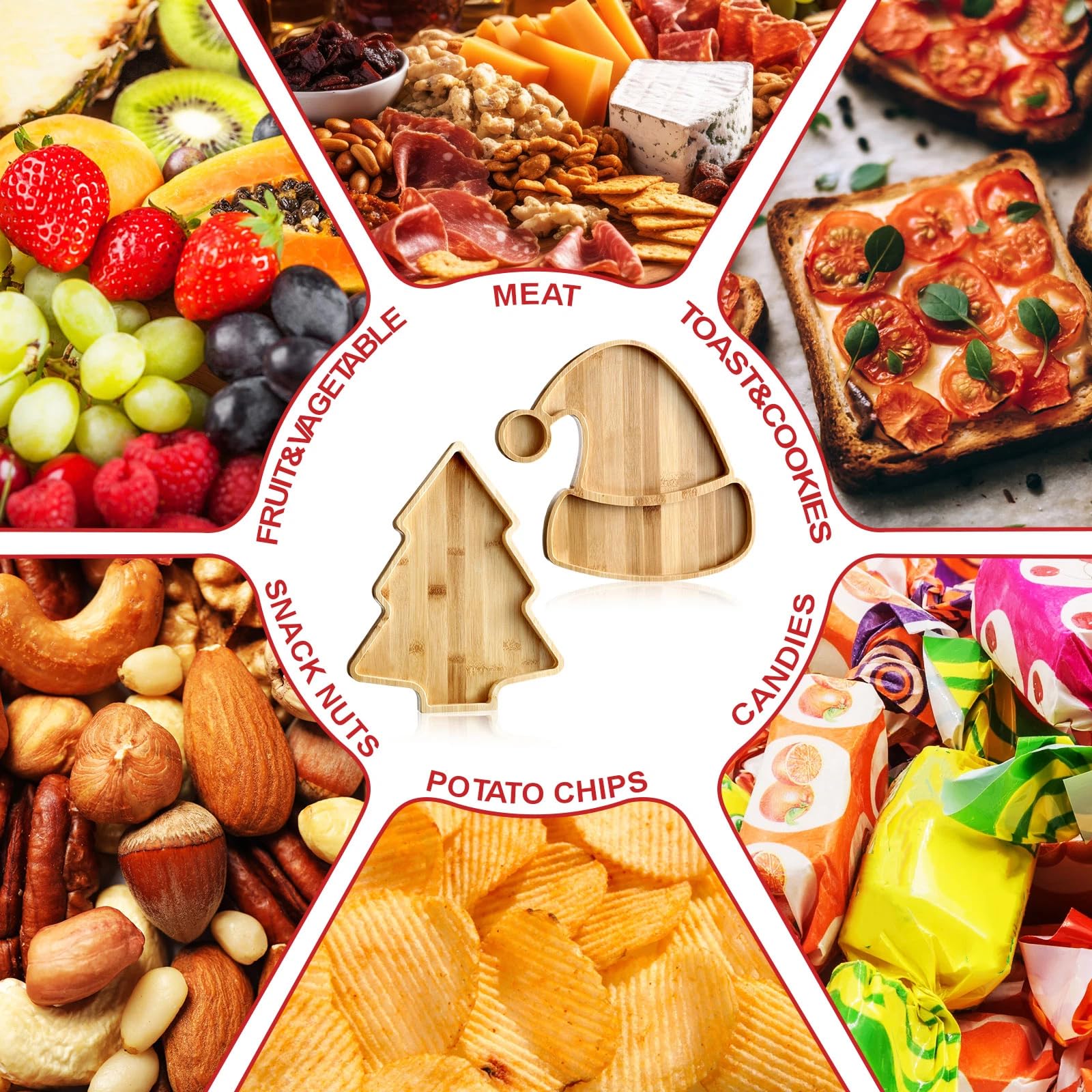 Meanplan plato servir Navidad sombrero Papá Noel: perfecto para organizar dulces y snacks.