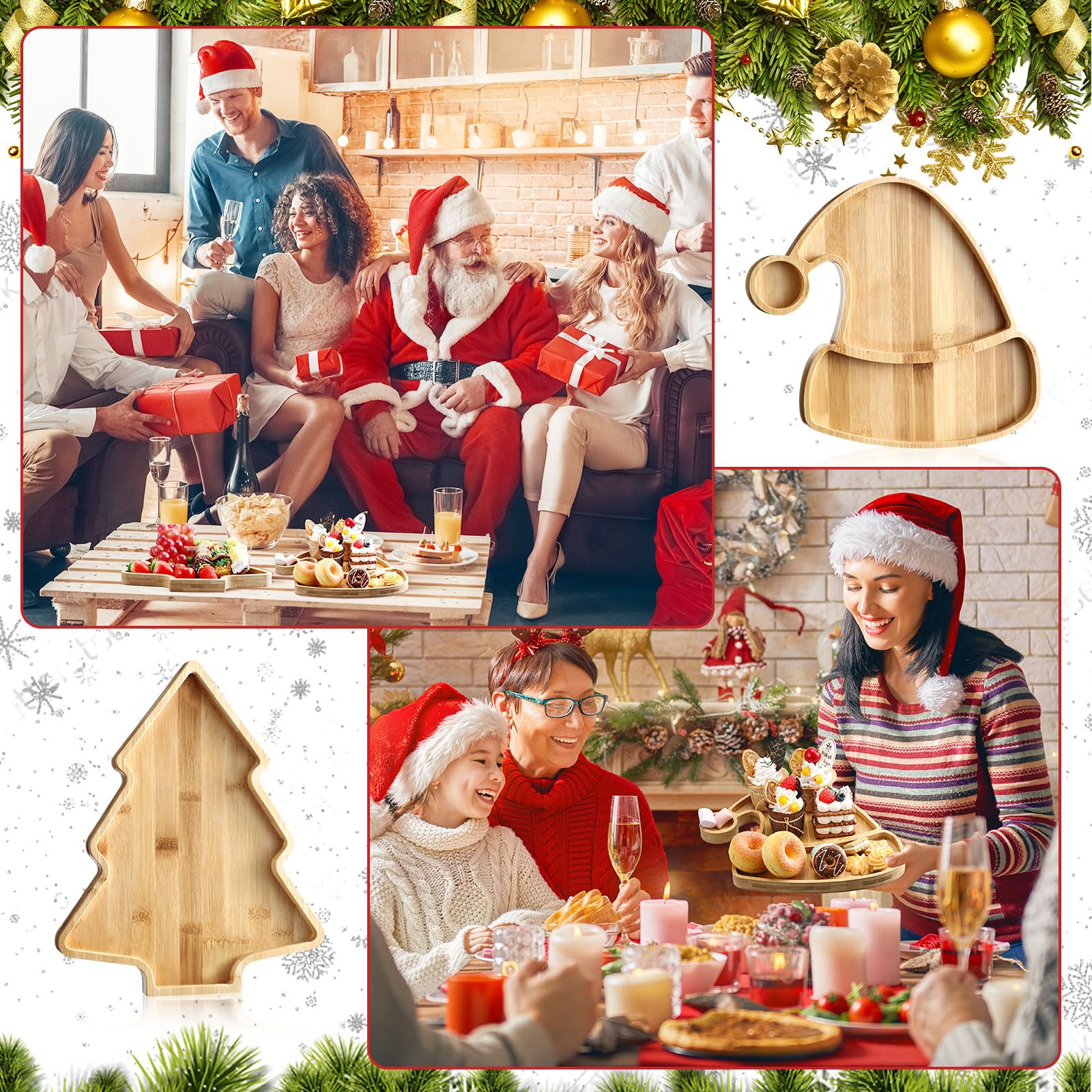 Meanplan tabla charcutería Navidad sombrero Papá Noel: ideal para aperitivos y exhibición.