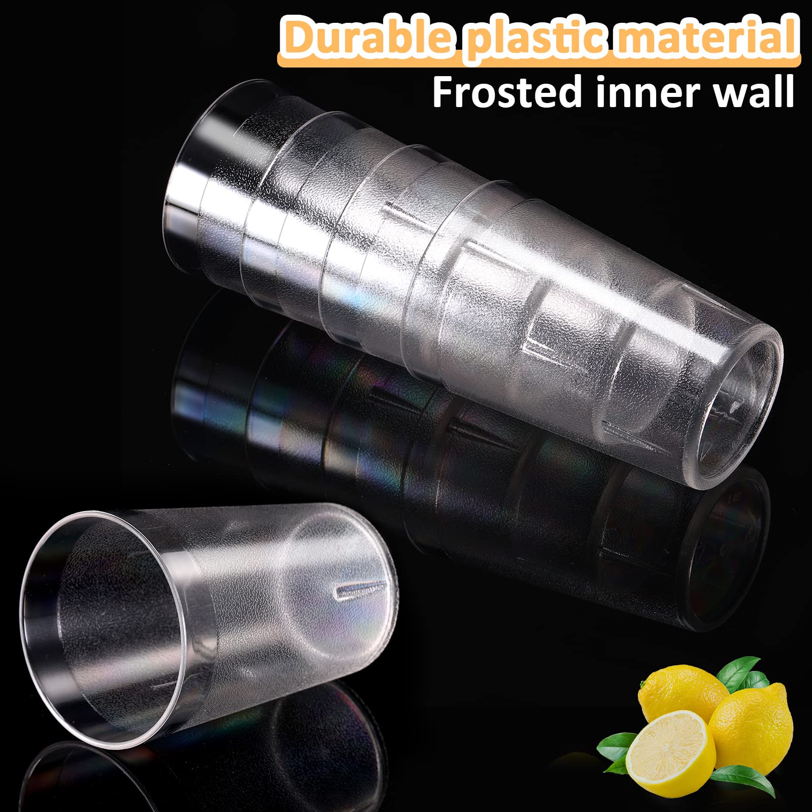 Meanplan vaso plástico 8 oz apilable, ahorro de espacio en eventos y cocinas.