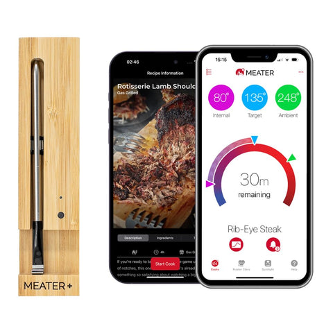 MEATER Plus en acción con termómetro sin cables para carnes jugosas