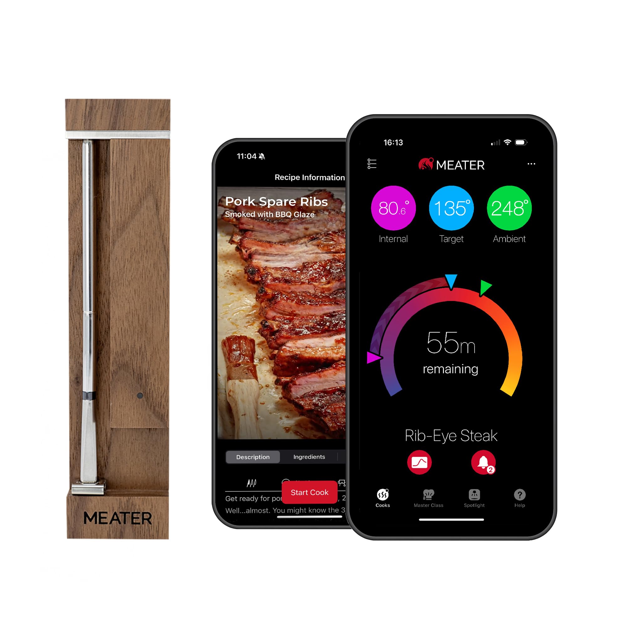 MEATER Pro: termómetro de carne inalámbrico con lectura en tiempo real para asados jugosos