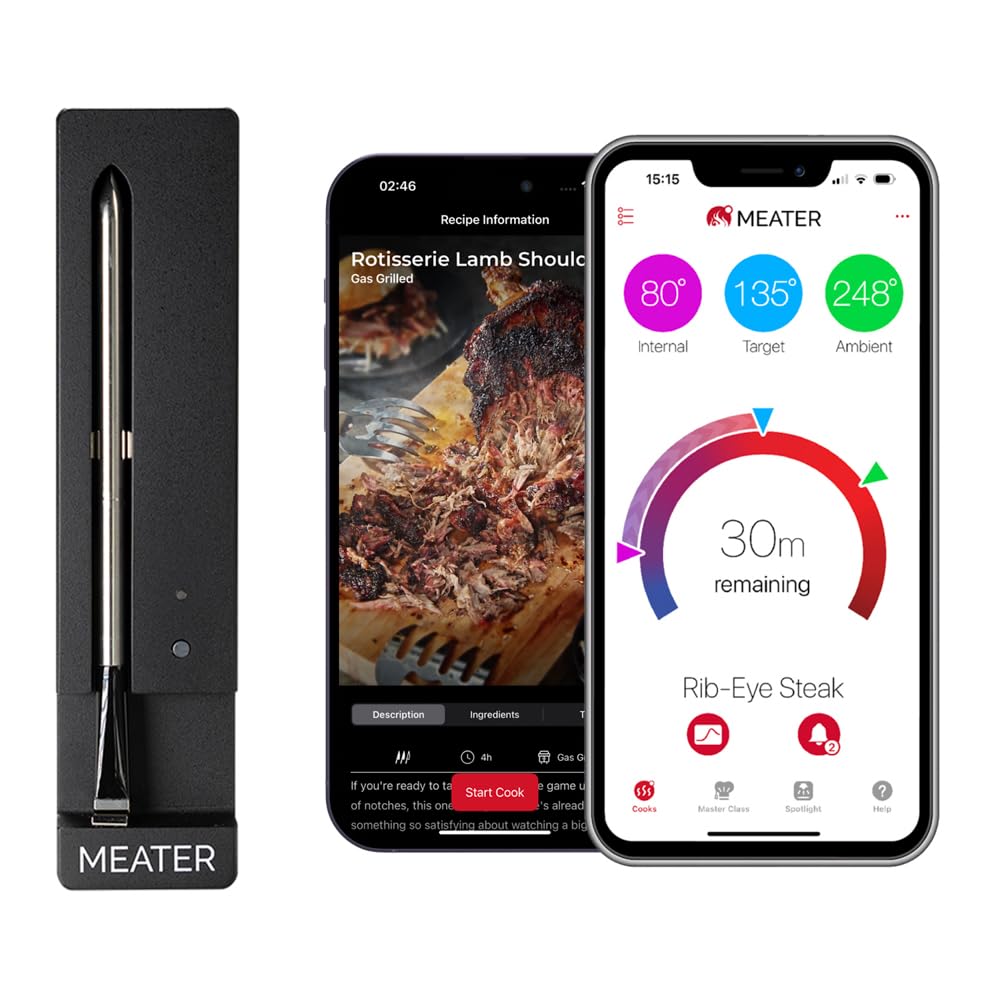 MEATER SE, termómetro de carne inalámbrico para cocción precisa sin cables.