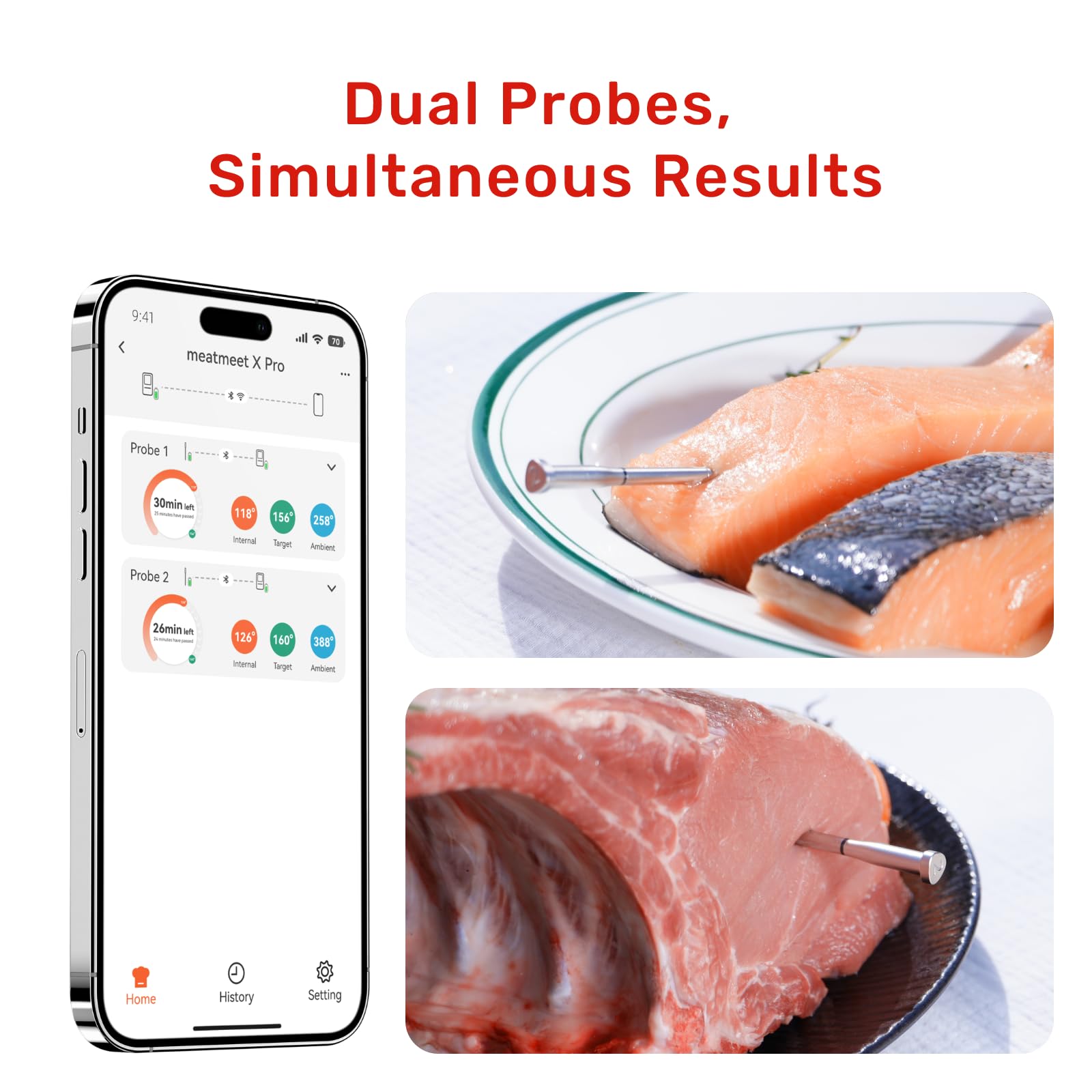 Sensor ambiente e interior en Meatmeet X Pro para lecturas precisas