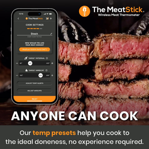 MeatStick sonda interna que mide hasta 212 °F para precisión