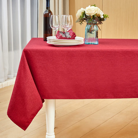Funda Mebakuk para mesa rectangular en rojo oscuro protege ante derrames y rayaduras