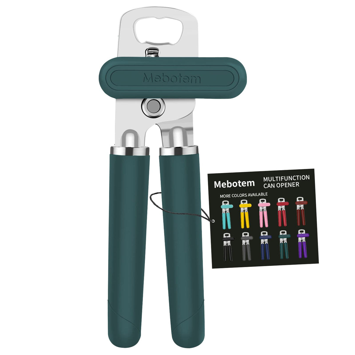Mebotem abrelatas manual verde esmeralda con mango ergonómico para uso cómodo diario