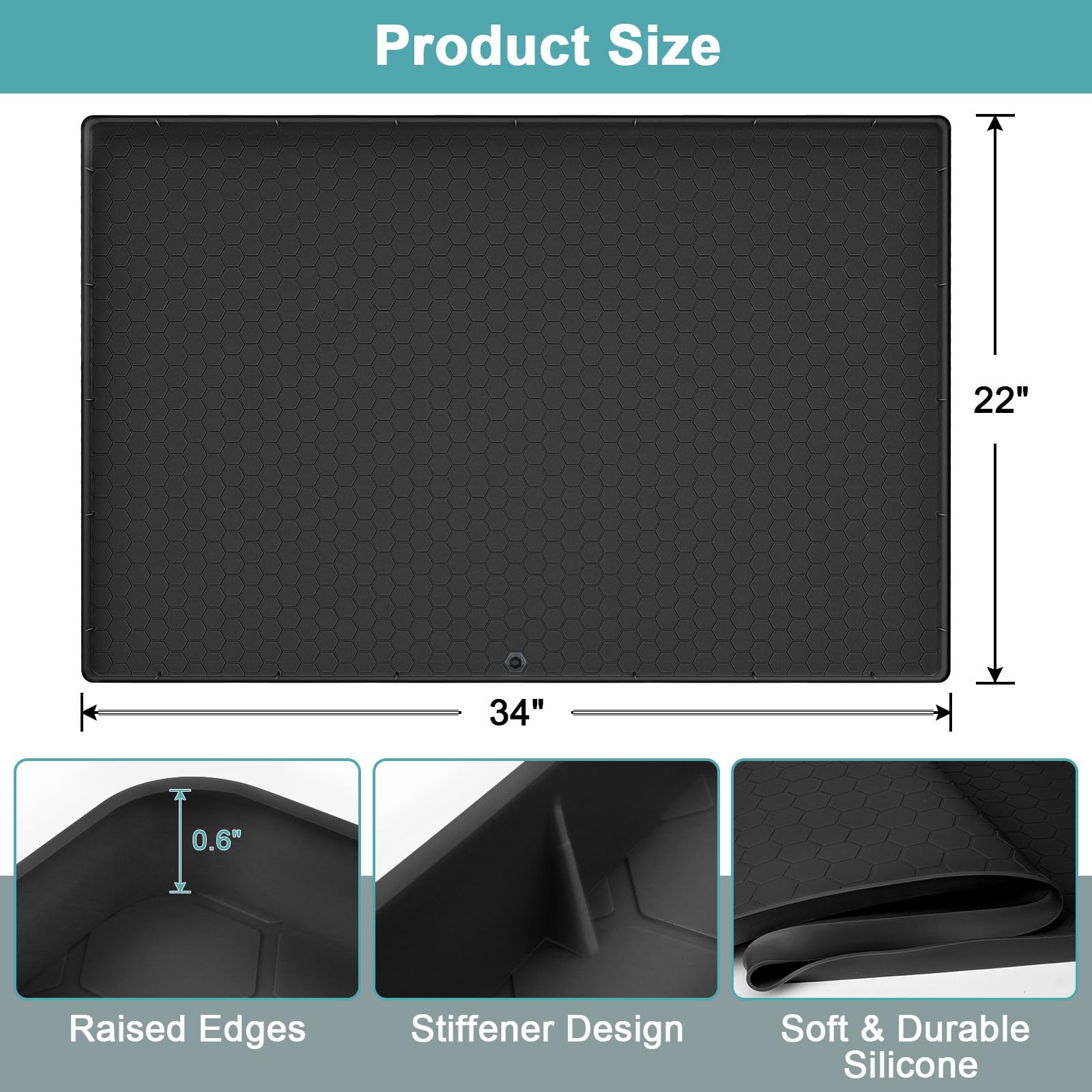 Mecheer silicona flexible; se adapta al gabinete para lavado fácil.