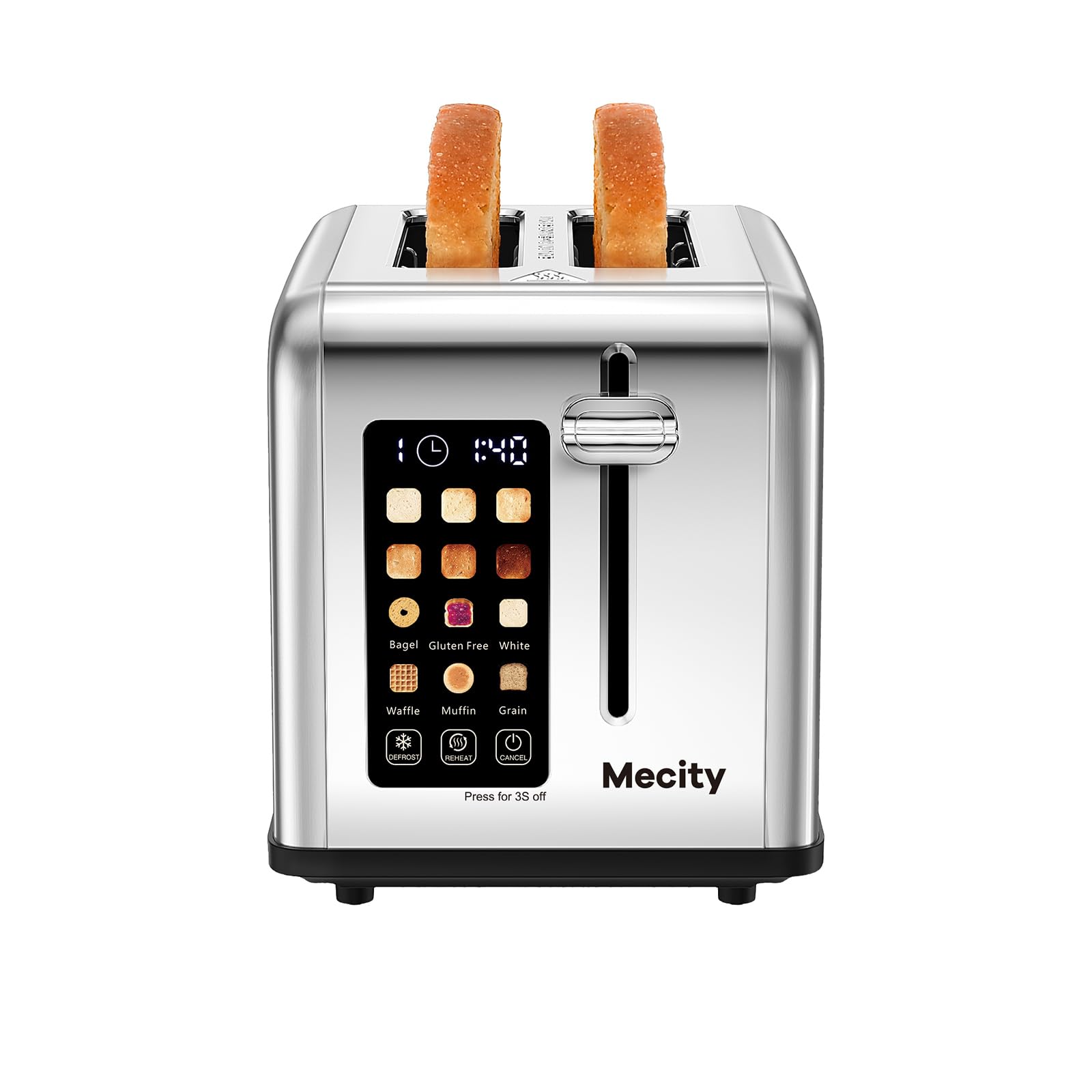 Mecity Tostadora de dos rebanadas con pantalla táctil para dorado preciso