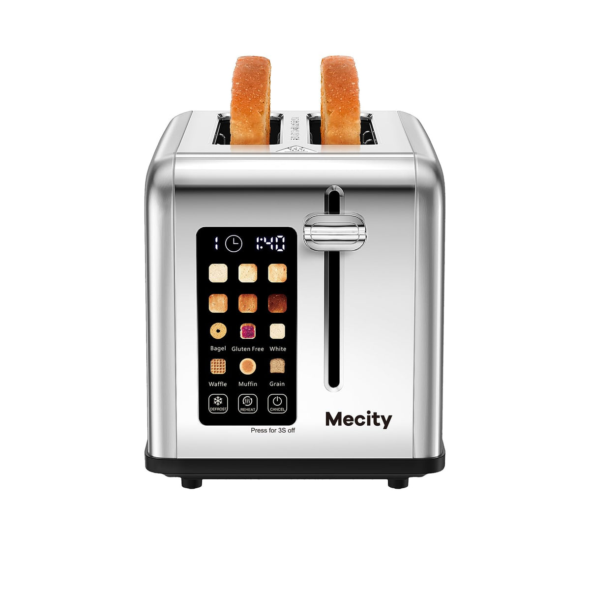 Mecity Tostadora de dos rebanadas con pantalla táctil para dorado preciso
