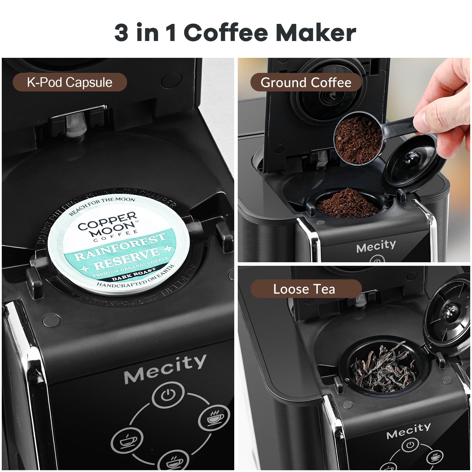 Mecity ofrece porciones de 6, 8 y 10 onzas para cada taza.
