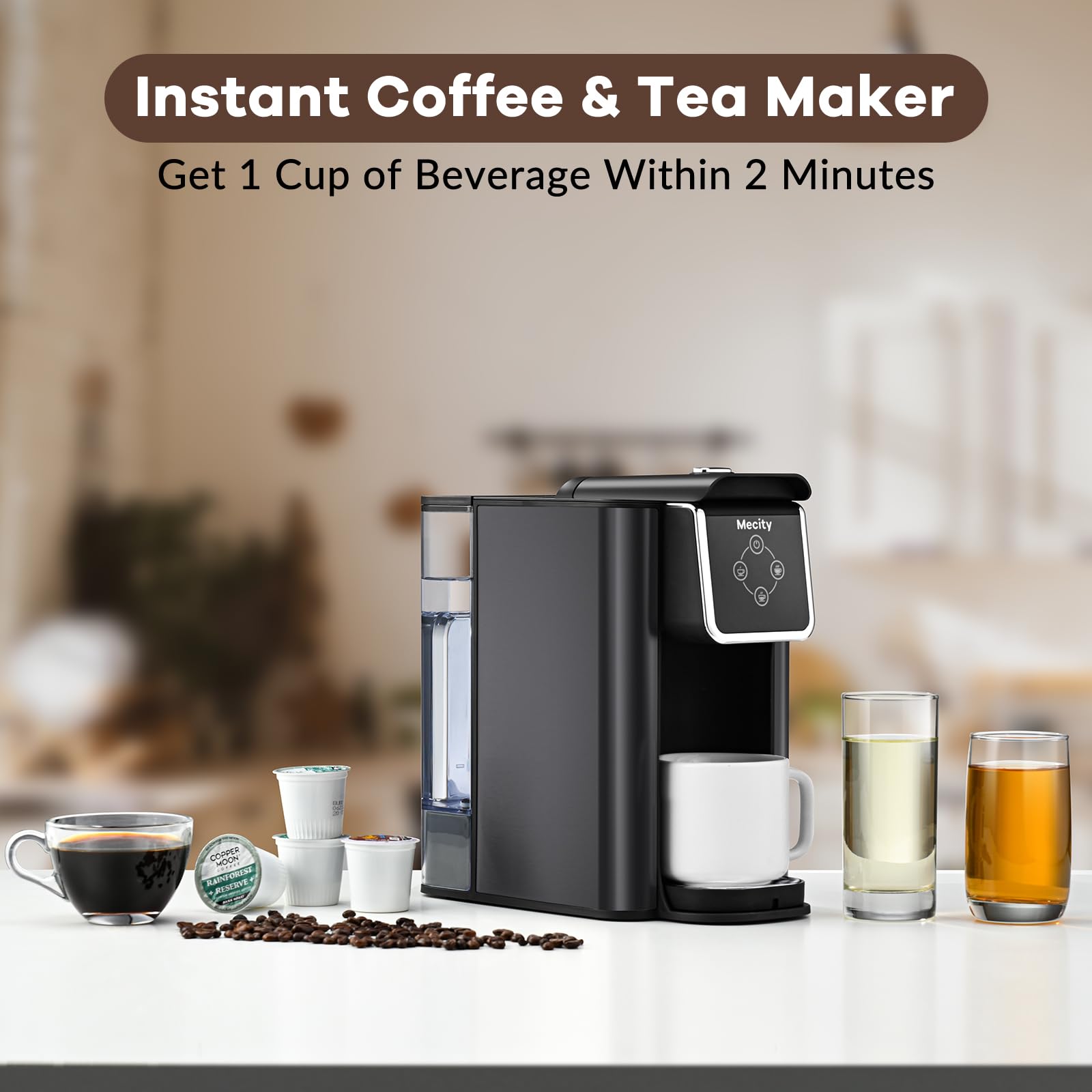Mecity cafetera con filtros para té, infusión fácil.