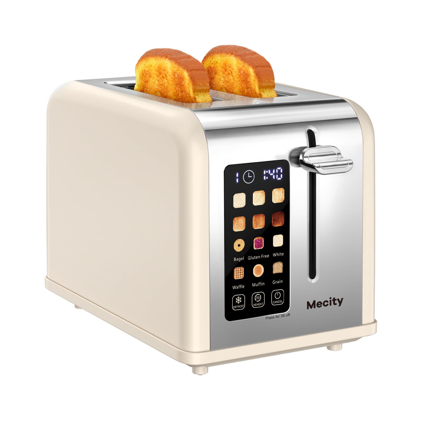 Mecity Tostadora 2 rebanadas con pantalla táctil para control preciso del tostado