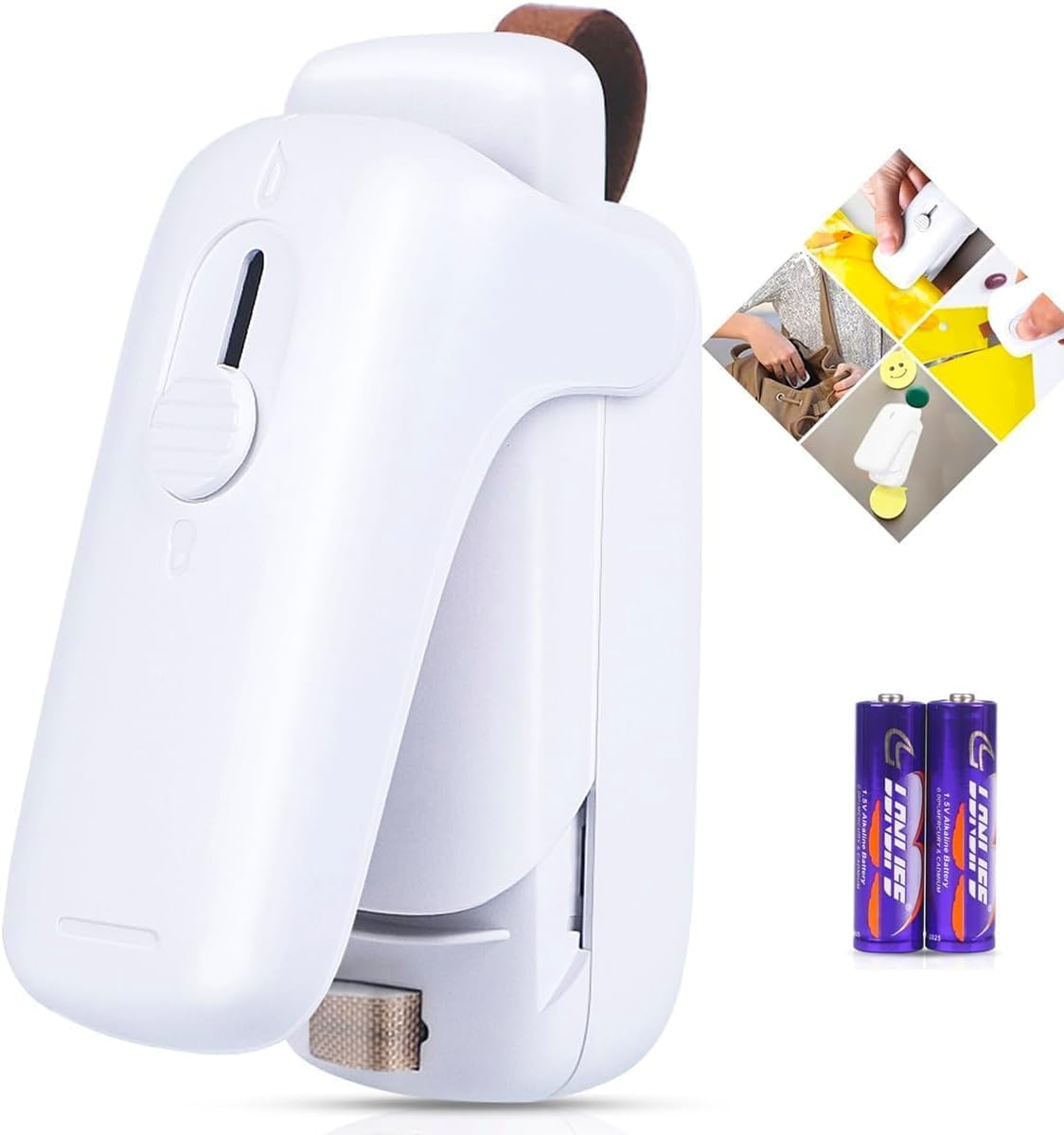 Meckitch mini-sellador-bolsas compacto, listo para usar en casa y viaje.